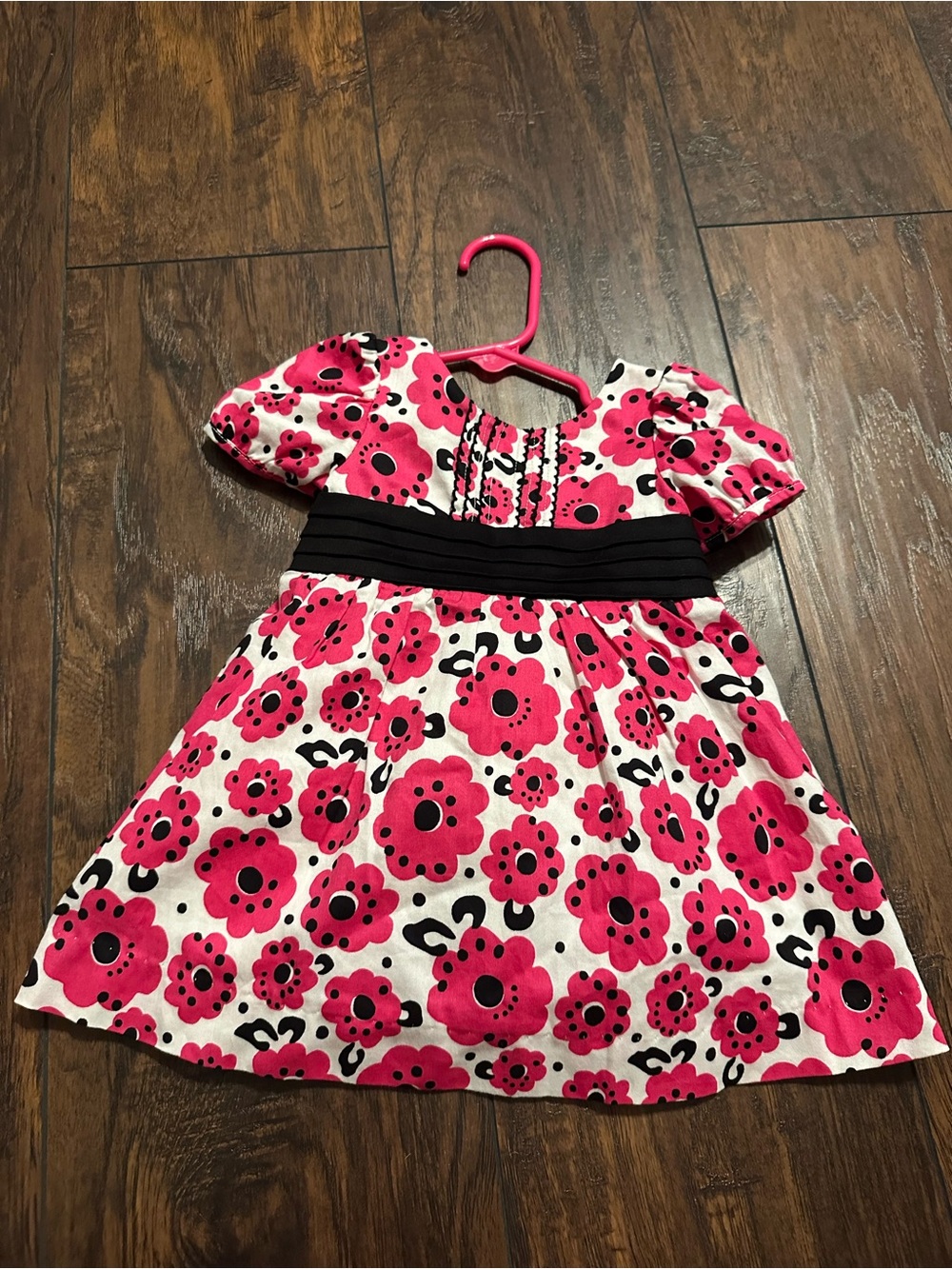 Vintage Pink Floral Waistband Kids Dress